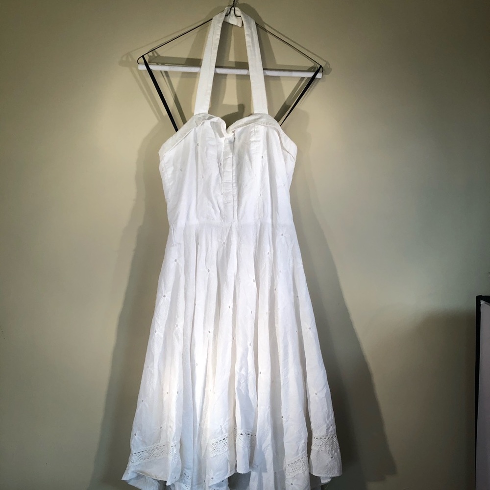 “M60 Miss Sixty” White lace print halter dress